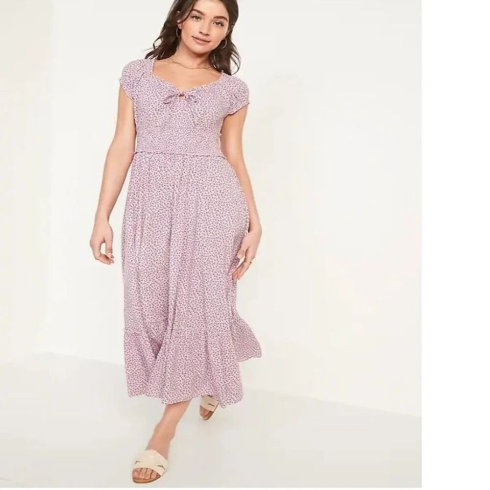 Old Navy Smocked Waist Defined Ditzy Floral Midi Dress Medium